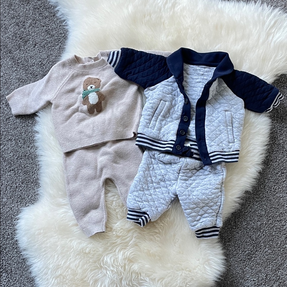 Little Me Quilted One Piece Set & Sweater Set